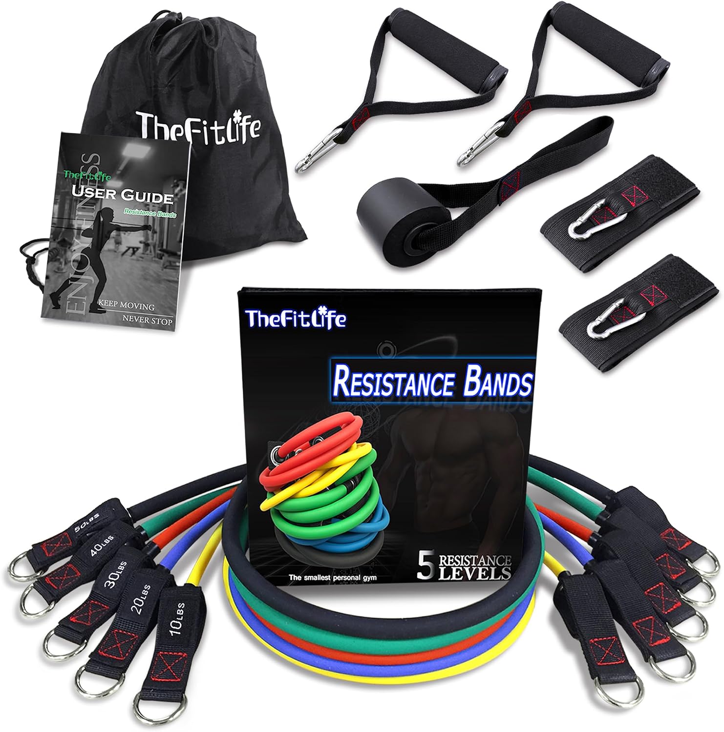 Resistance bands with handle set - for men and women, workout bands for strength exercise, with handles, door anchor & ankle straps, for rehab, yoga and fitness