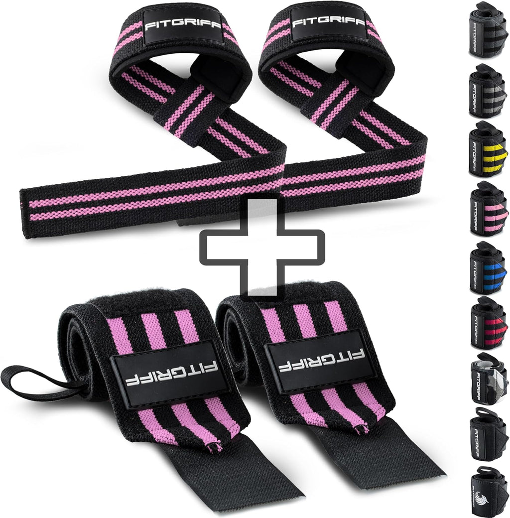 Lifting Straps & Wrist Wraps (Bundle) Superior Support for Weightlifting & Gym Workouts - for Men and Women - view 6