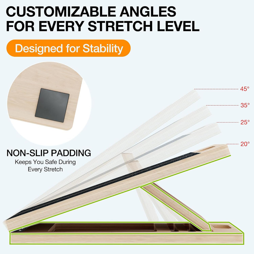 Slant Board for Calf-Stretching - Wooden Incline Wedge Stretcher for Squats, Foot & Ankle Mobility, Portable Fitness Equipment, Balance Block for Heel Stretch - view 4