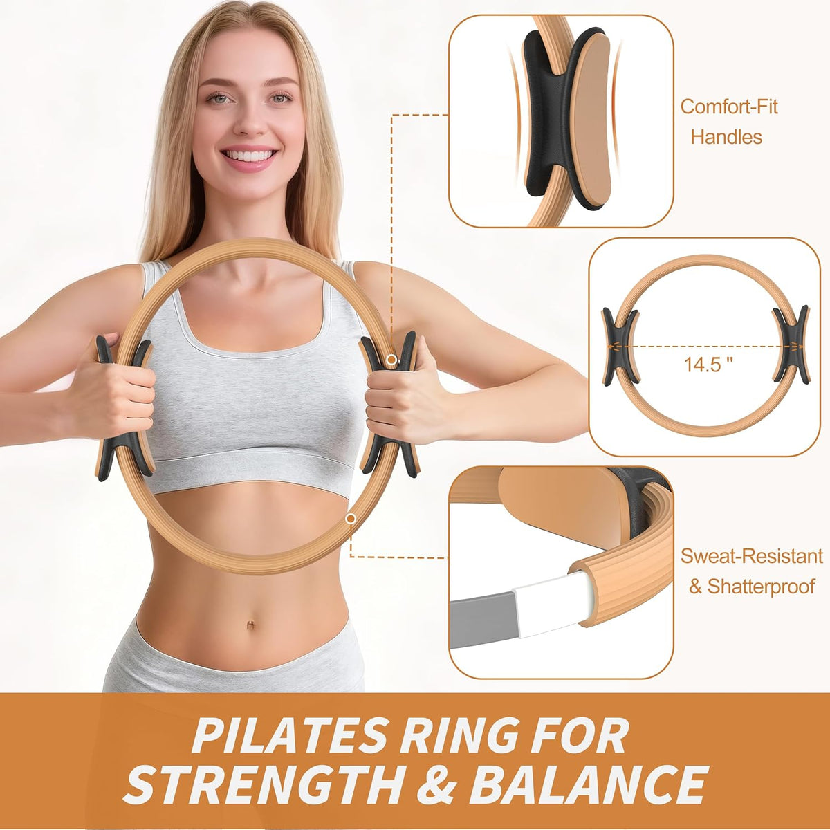 Pilates Kit, Home Pilates Workout Kit for Women, Pilates Equipment with 14.5" Pilates Ring and Ball, Resistance Bands, Ankle Weights, Sliders & Grip Socks for Home Workouts - view 3
