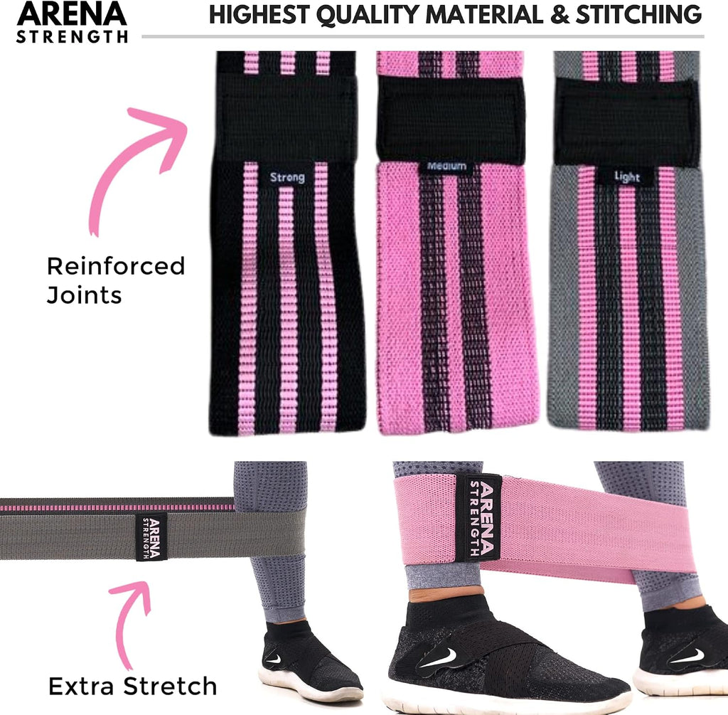 Fabric Booty Bands - Fabric Exercise Bands for Legs and Butt | Fabric Resistance Bands | Hip Resistance Bands with Workout Guide and Carry Case - view 2