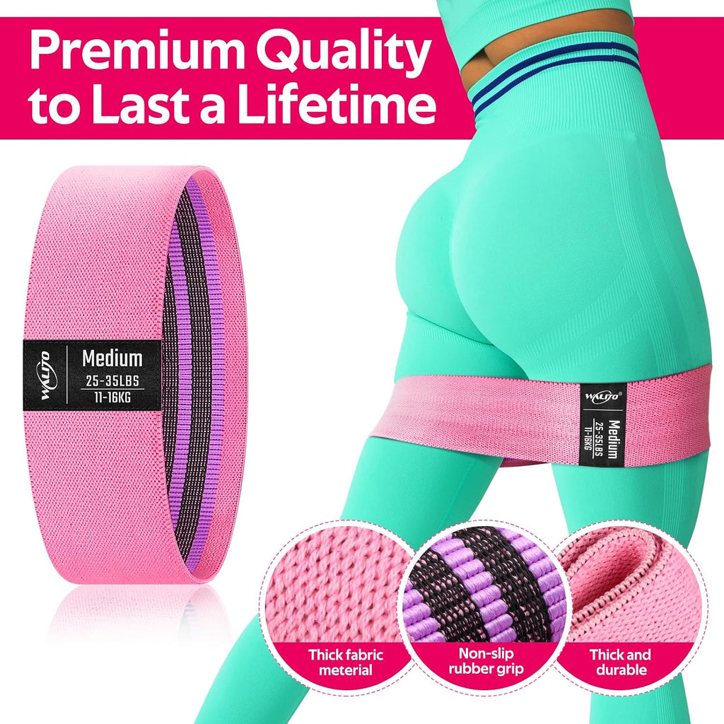 Resistance Bands for Working Out, Fabric Exercise Bands for Legs and Butt, Workout Bands for Women and Men, Booty Band for Yoga Starter Set, Pilates, Rehab, Fitness and Home Workout - view 2