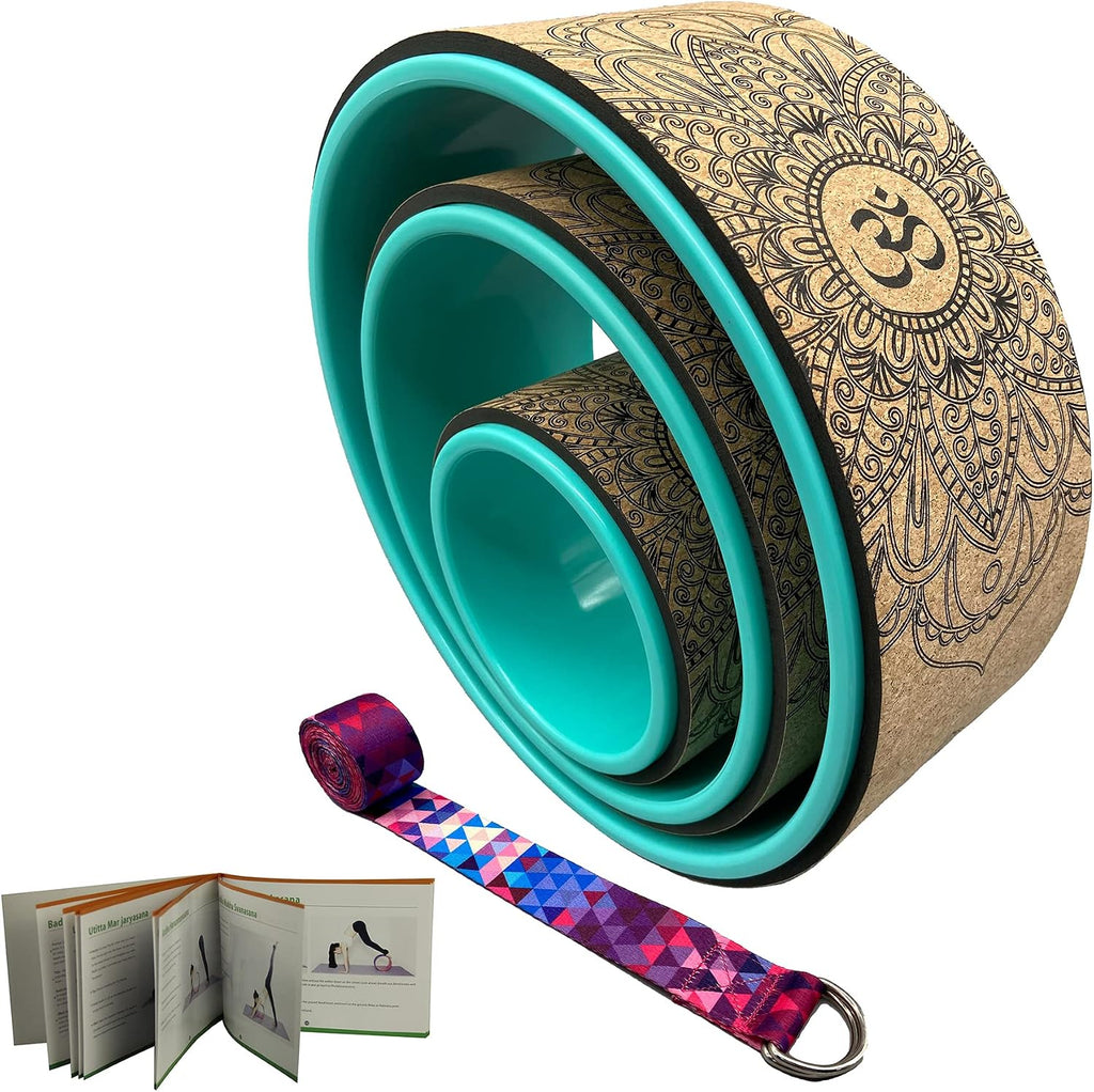 Yoga Wheel 13" with Most Detailed Book Step by Step Guide on How to Do 30+ Poses,! Perfect for Stretching and Improving Backbends