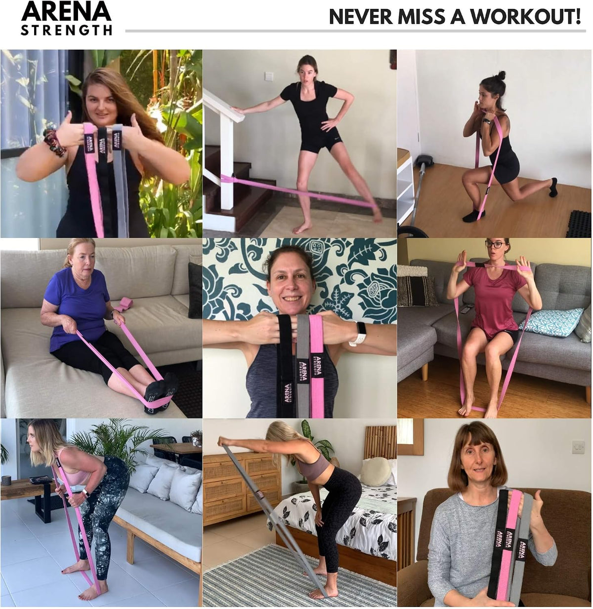 Long Fabric Full Body Resistance Bands, Set of 4 | Cloth Exercise Bands, Workout Guide & Carry Bag, For Strength Training, Pull-Up Assistance & Home Gym - view 7