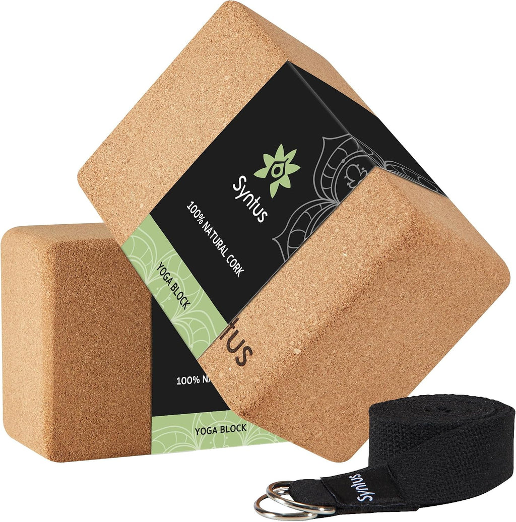 Yoga Block and Yoga Strap Set, Soft Non-Slip Yoga Blocks 9×6×4 inches, 8FT Metal D-Ring Strap for Yoga, General Fitness, Pilates, Stretching and Toning