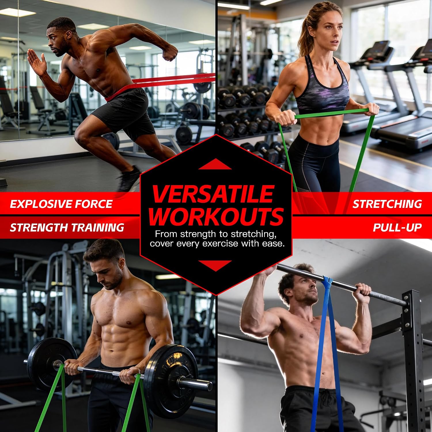 Pull up bands, resistance bands set, exercise workout bands for men & women, ideal for body stretching, physical therapy and muscle training - view 6