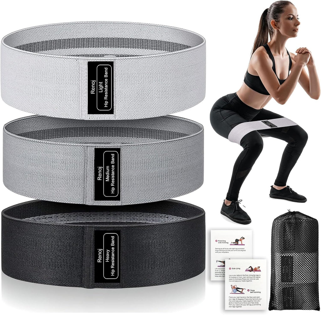 Resistance Bands for Working Out: 3-Set Professional Exercise Bands for Pilates, Yoga, Home Gym, Booty, Leg Training | Heavy/Medium/Light Fabric Loops for Women Men