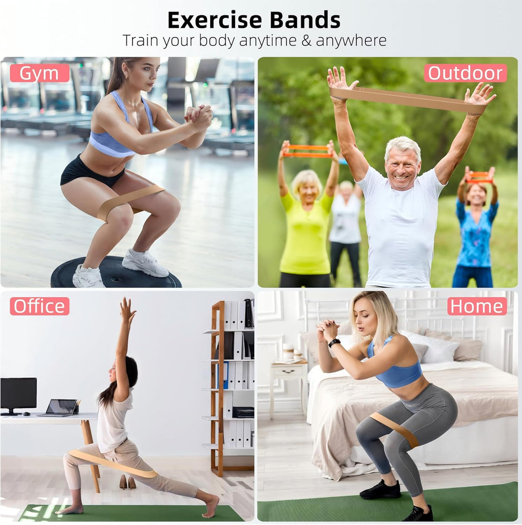 Resistance bands for working out, 5-pack elastic exercise bands for strength training, stretching, workout; home gym equipment for women men, pilates yoga physical therapy, leg glute arm exercise kit - view 3