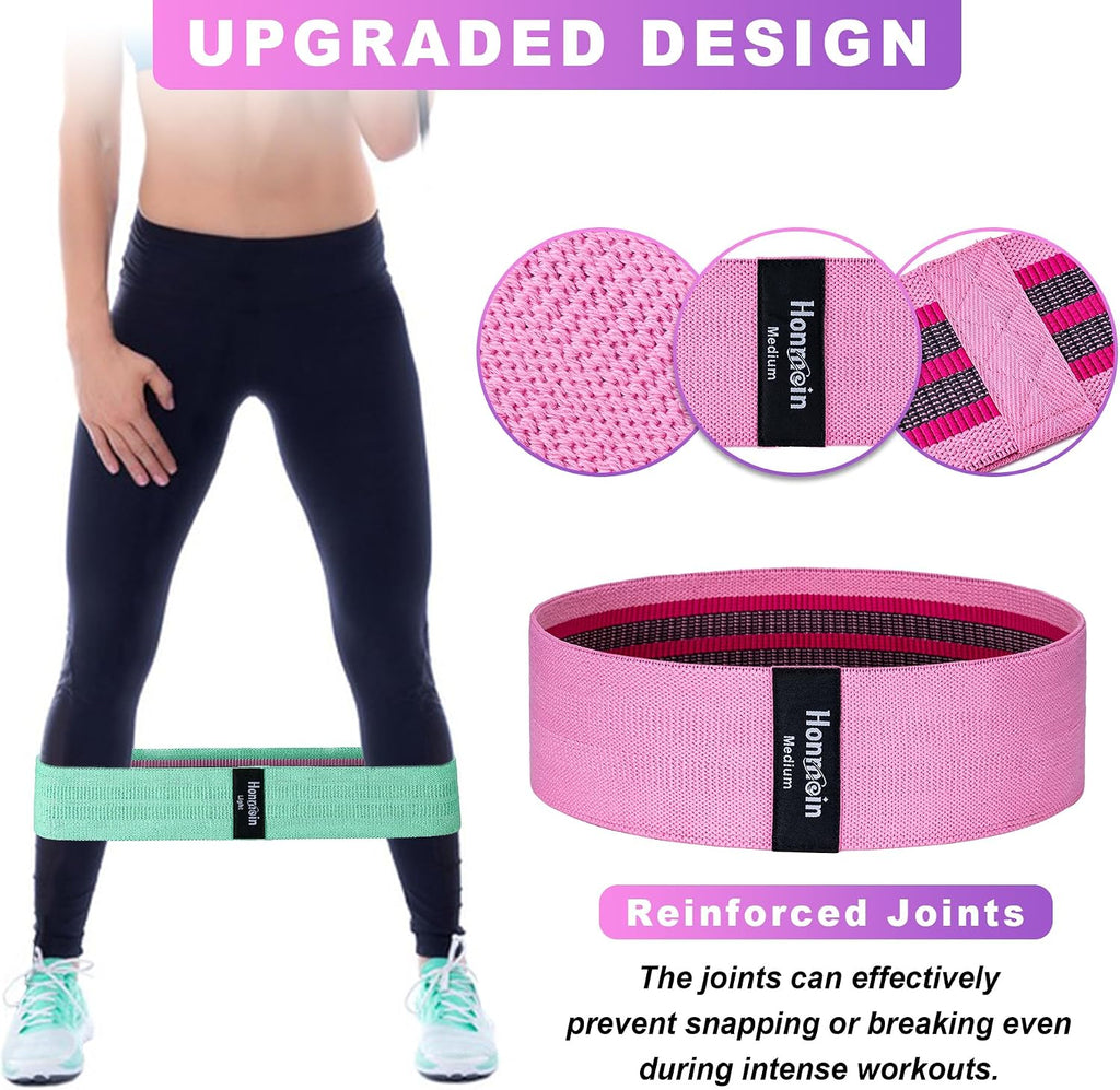 Resistance bands for working out, 3 levels fabric exercise bands set | workout bands set for women men, hip legs booty bands for home fitness, gym, yoga, pilates - view 4