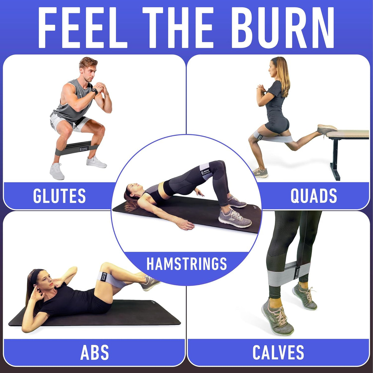 Resistance bands for working out with workout bands guide. 4 booty bands for women men fabric elastic bands for exercise bands resistance bands for legs bands for working out hip thigh glute bands set - view 6