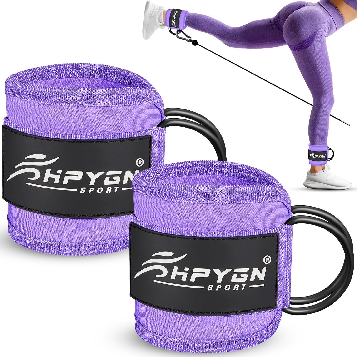Ankle Strap for Cable Machine, Padded Ankle Straps for Cable Machine Kickbacks, Glute Workouts, Leg Extensions, Curls, Booty Hip Abductors Exercise, Adjustable Comfort Ankle Cuff for Gym