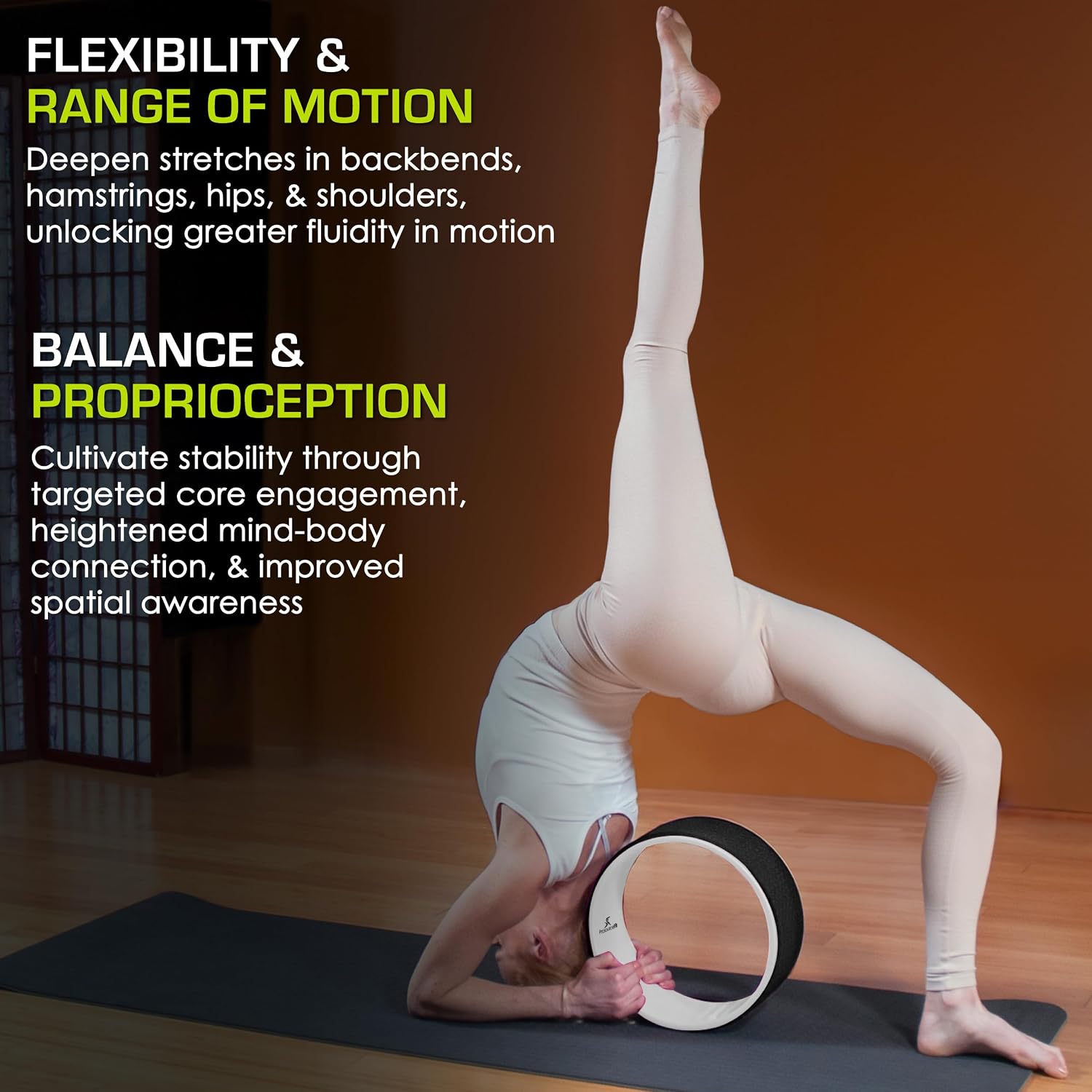 Yoga wheel prop 12" for improving yoga poses, backbends, flexibility, balance, stretching, relaxation - view 3