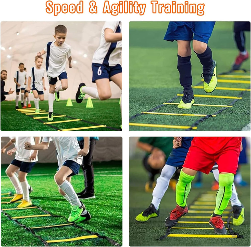 Agility Ladder Soccer Training Equipment Kit, 20ft Speed Ladder | Football Gifts for Boys 8-12 with 12 soccer Cones, Solo Trainer, Jump Rope, Suitable for Home Gym and Playground - view 6