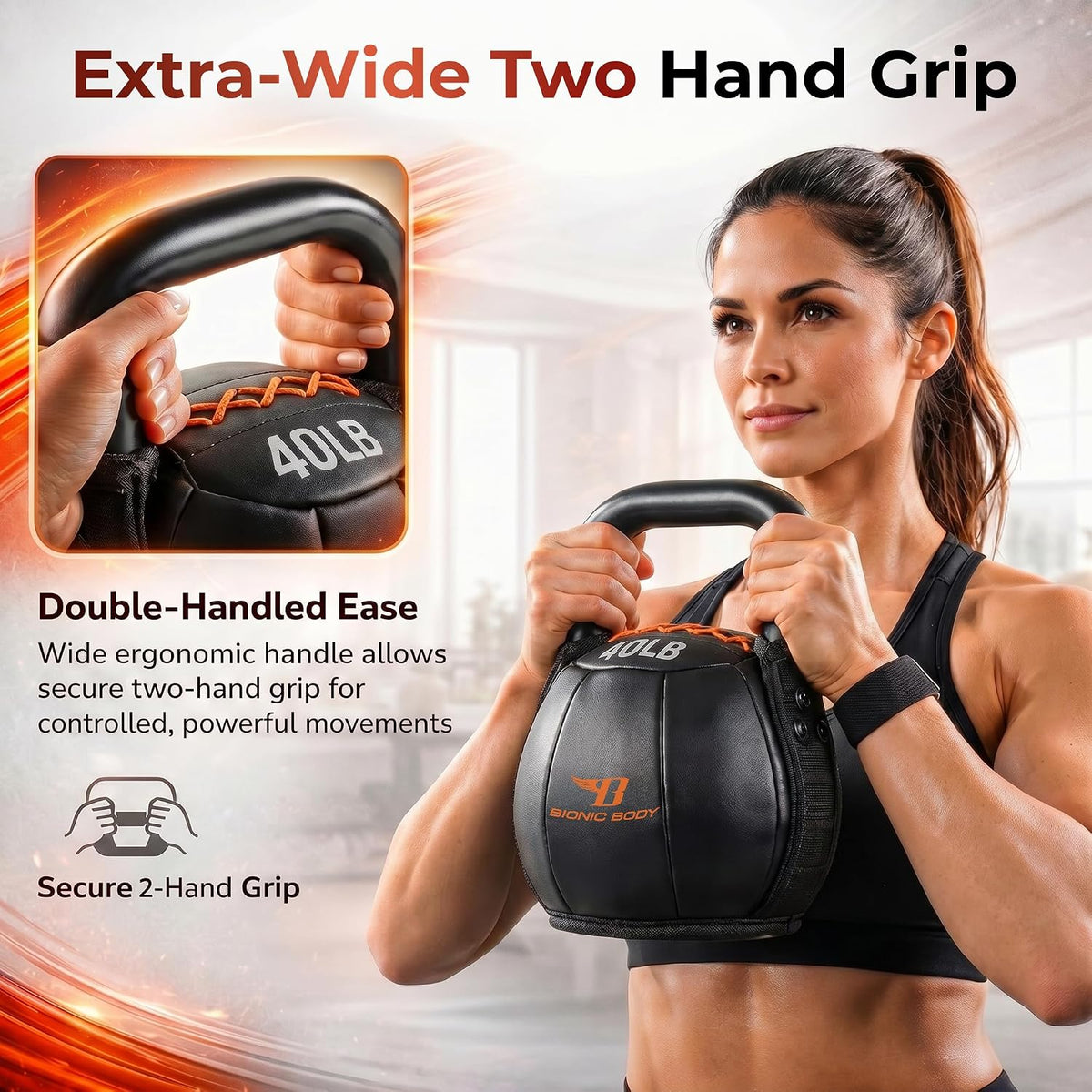 By Kim Lyons Soft Kettlebell with Handle | Soft Weight for Strength Training, Conditioning, Core & Full Body Workouts | Ergonomic Grip | Home Gym, Cross Training, HIIT & Functional Fitness Equipment - view 6