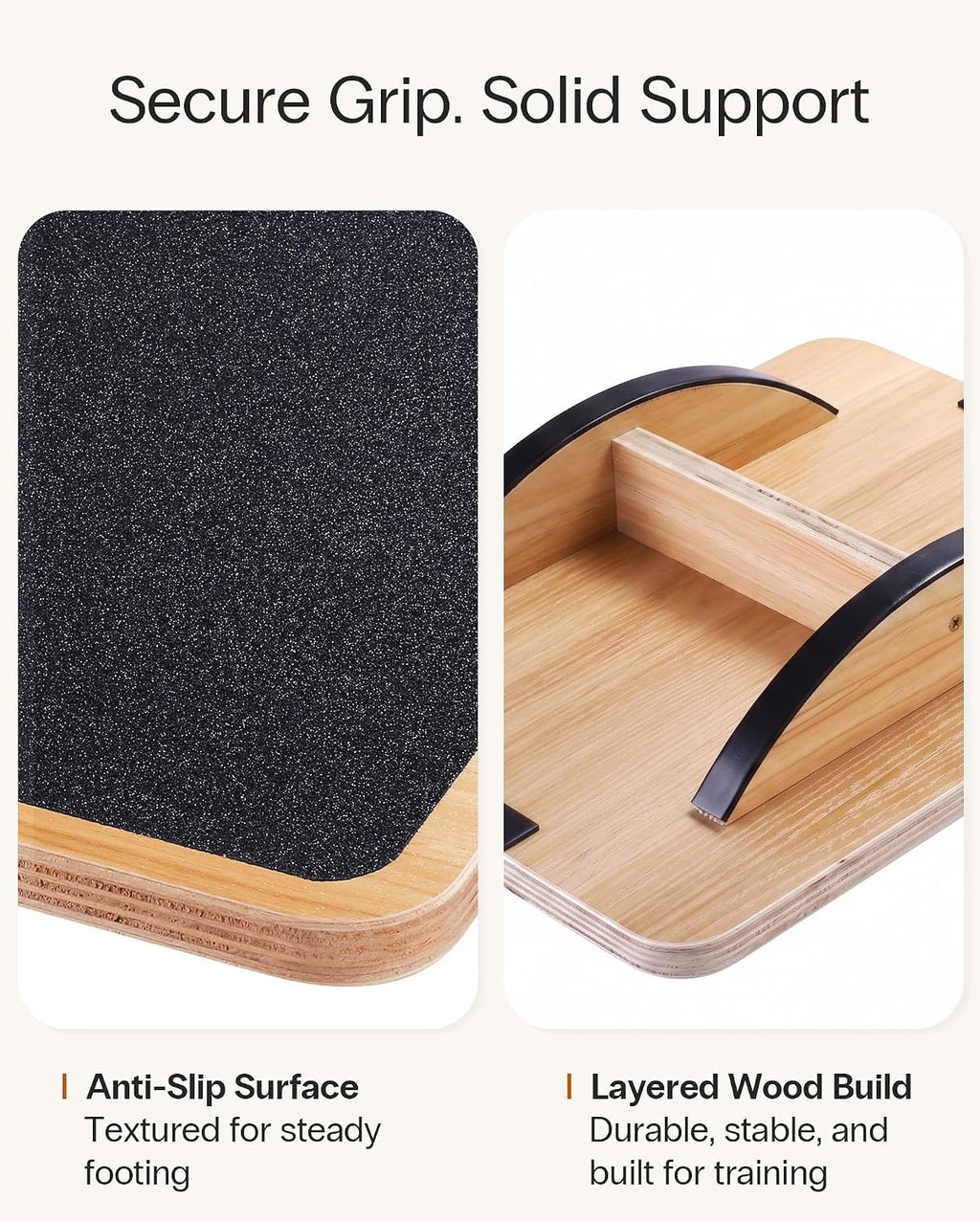 Wooden Balance Board, Basic Rocker or Advanced 360° Wobble | Beginner-to-Advanced Options, Non-Slip Surface, Ankle Rehab, Physical Therapy, Core Stability and Balance Training - view 3