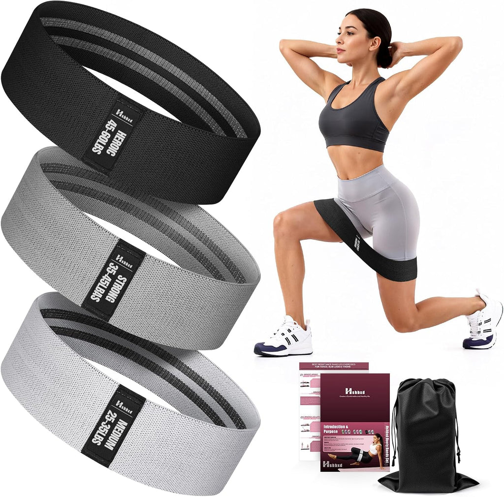 Fabric Resistance Band Set with Exercise Guide, 3 Levels for Hip and Glute | For women and men; 3 resistance levels with an exercise guide for legs, squats, yoga, fitness, and physical therapy - view 7