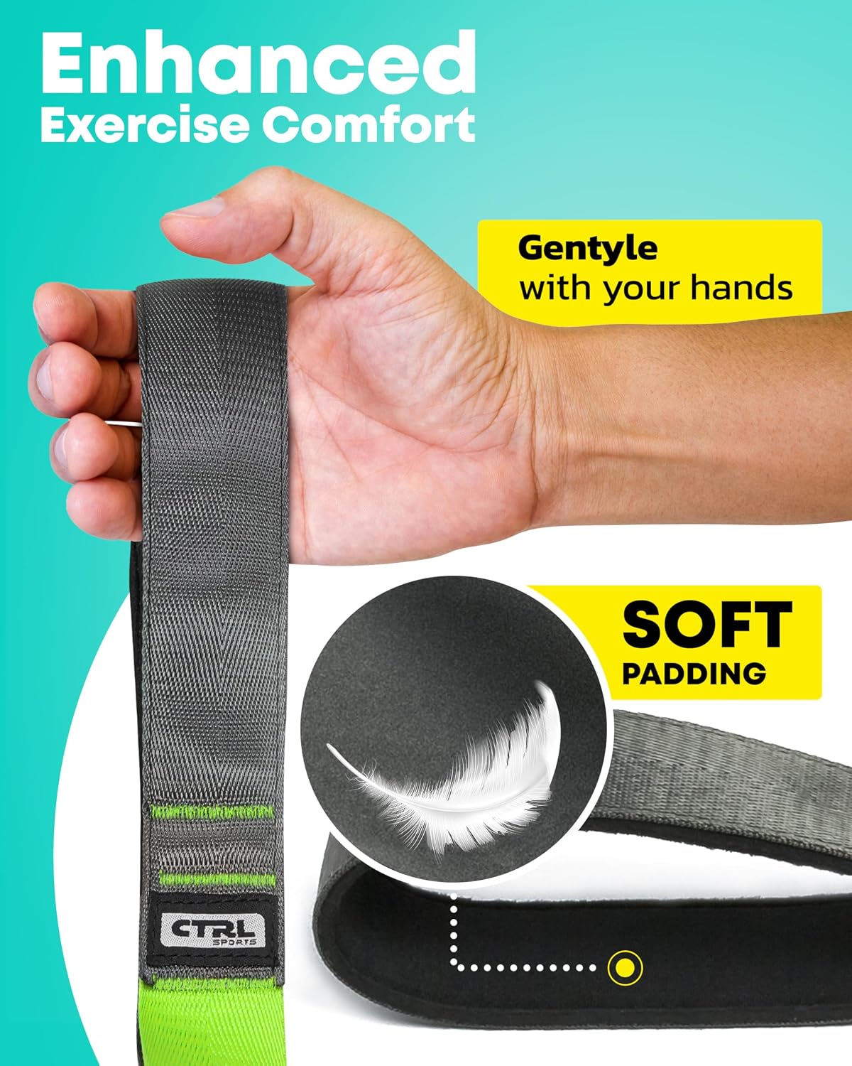 Stretching Strap with Loops - Non Elastic Yoga Strap for Physical Therapy | Video Exercises Included - Stretch bands for Stretching Equipment and Flexibility - Fascia, Hamstring & Leg Stretcher Belt - view 3