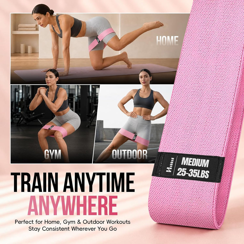 Fabric Resistance Band Set with Exercise Guide, 3 Levels for Hip and Glute | For women and men; 3 resistance levels with an exercise guide for legs, squats, yoga, fitness, and physical therapy - view 5