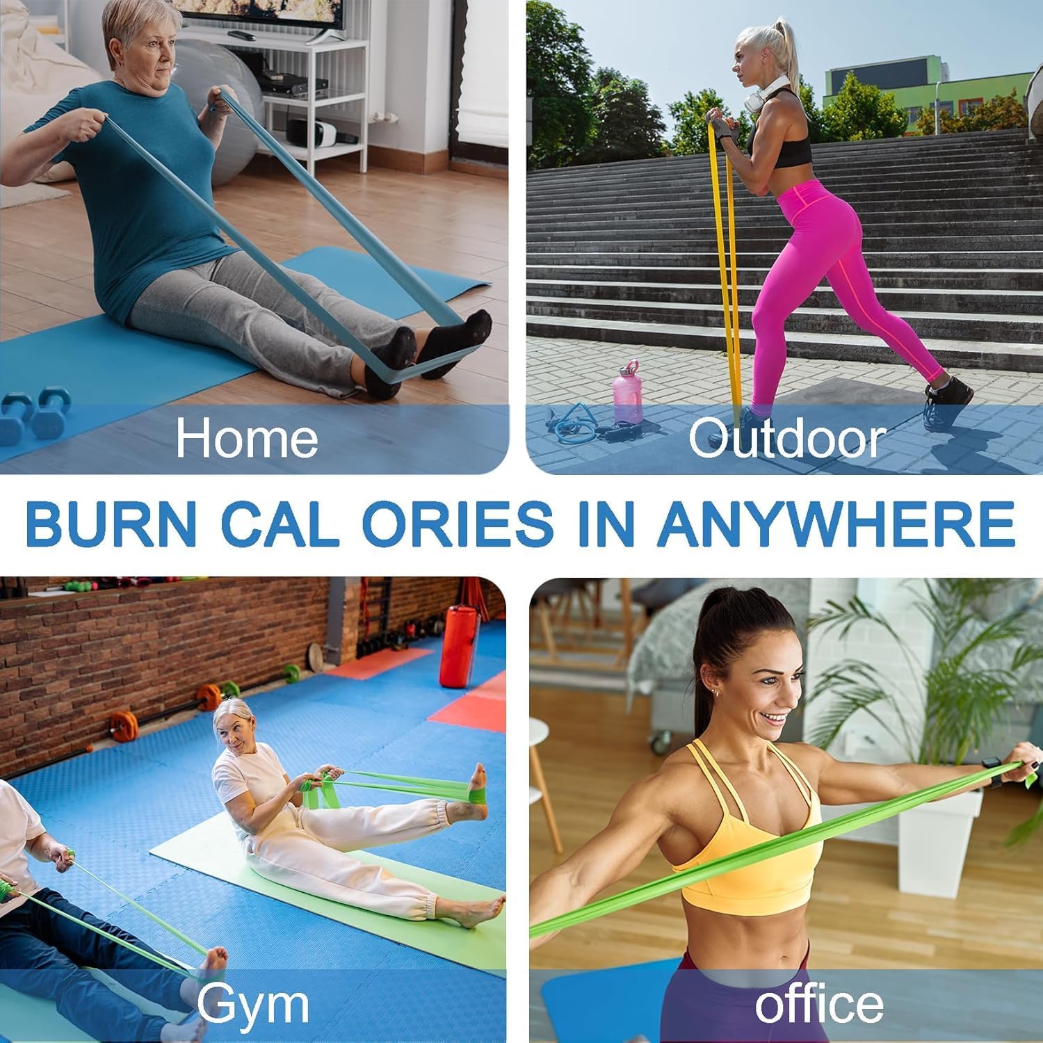 Resistance bands for working out, physical therapy, exercise, pilates, yoga | latex-free stretch bands for women or men, elastic exercise bands set for stretching, fitness, rehab, workout, gym and home - view 6