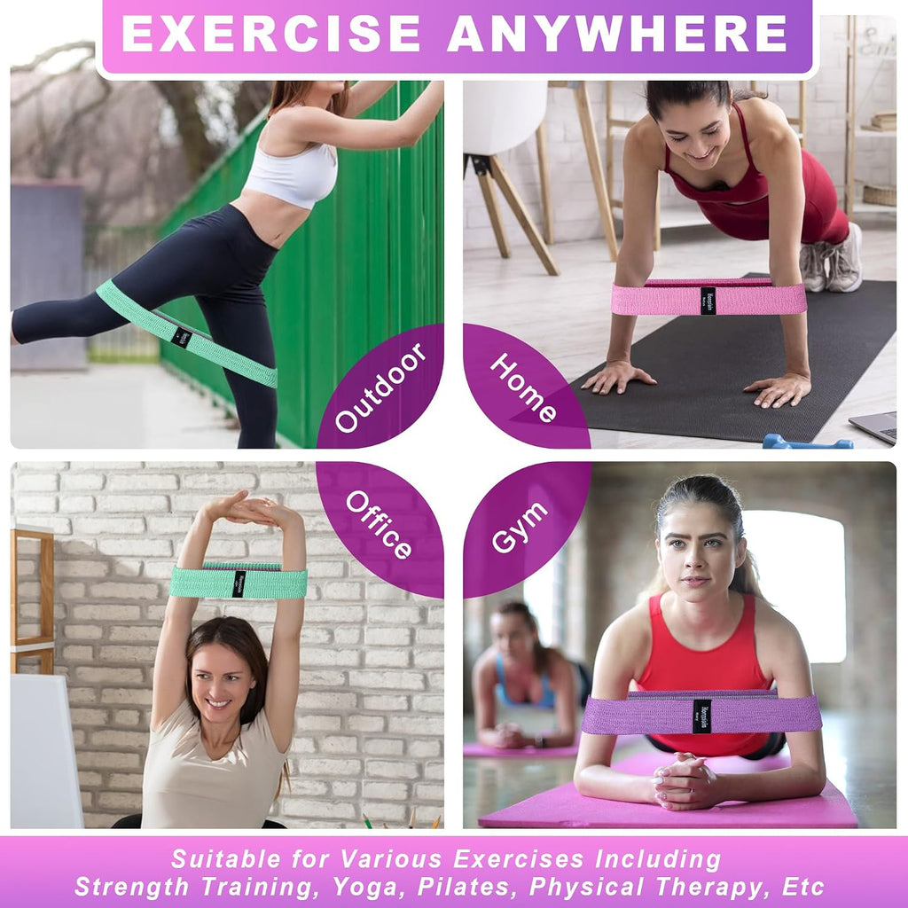 Resistance bands for working out, 3 levels fabric exercise bands set | workout bands set for women men, hip legs booty bands for home fitness, gym, yoga, pilates - view 6