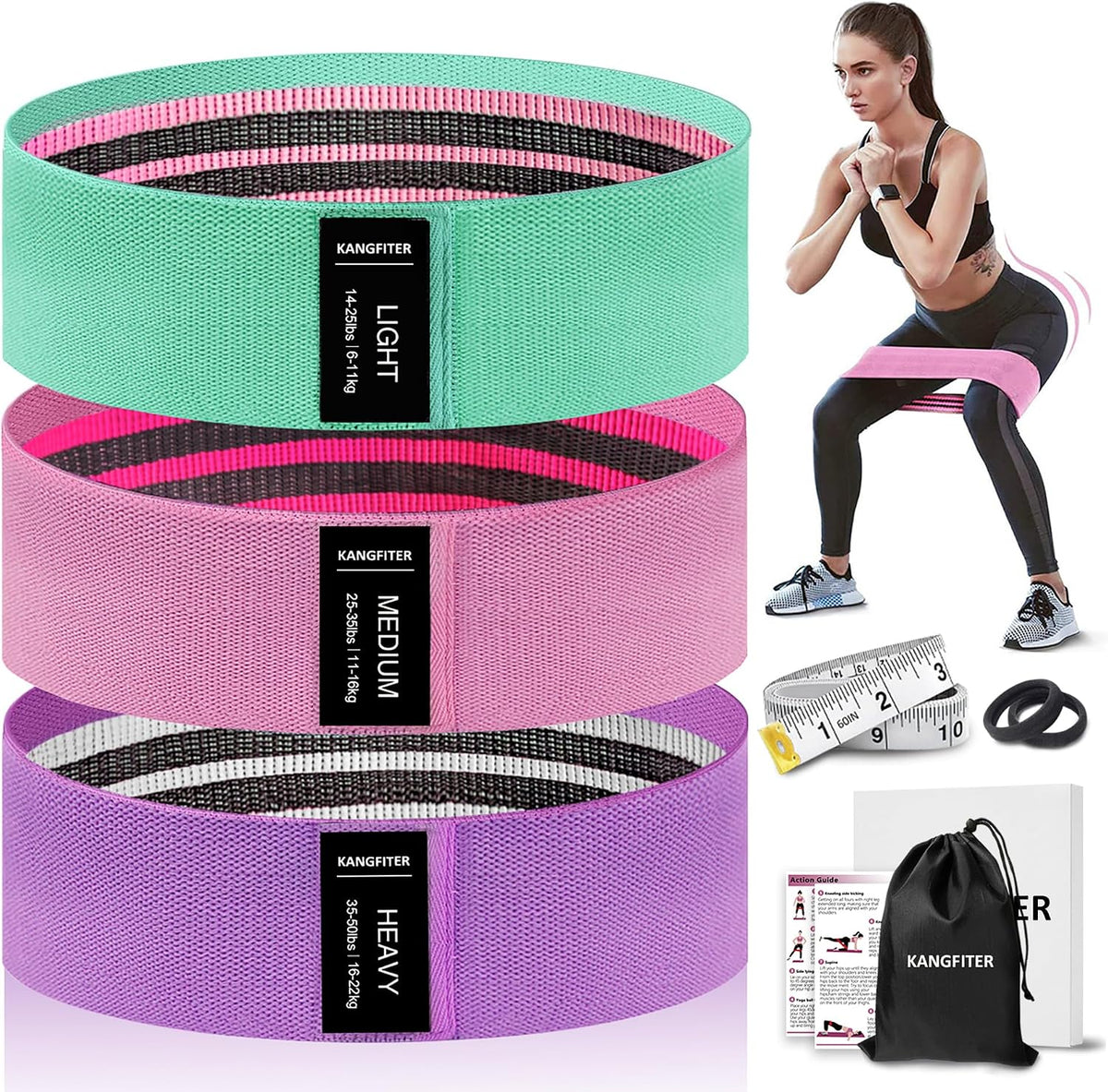 Non-Slip Fabric Resistance Bands for Working Out 3 Levels | Loop Exercise Bands for Booty Leg Butt Glute Hip, Elastic Stretch Workout Bands for Women Men Home Gym Fitness Yoga Pilates