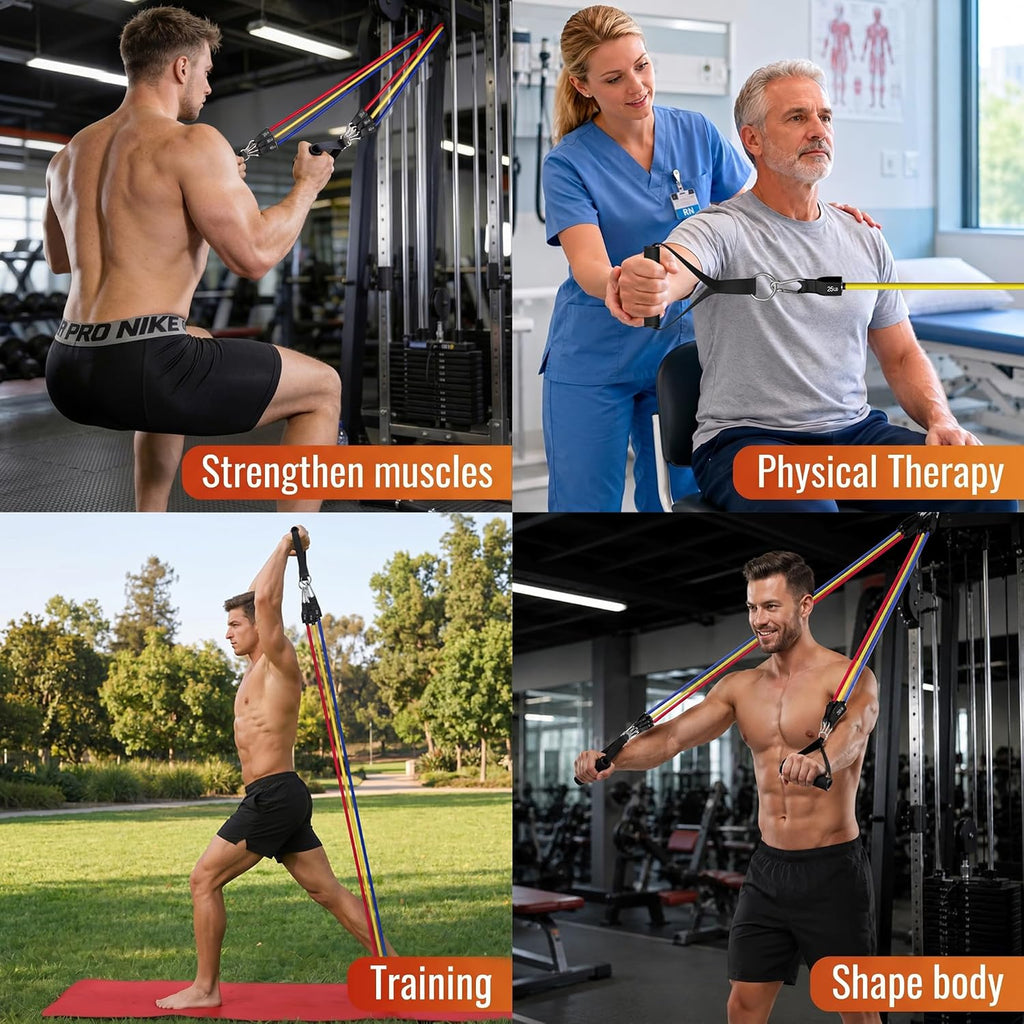 Resistance Bands, Exercise Bands with Handles, Workout Bands for Working Out, Fitness Bands Set for Home Gym Full Body Strength Training, Muscle Tone, Yoga & Stretching - view 8