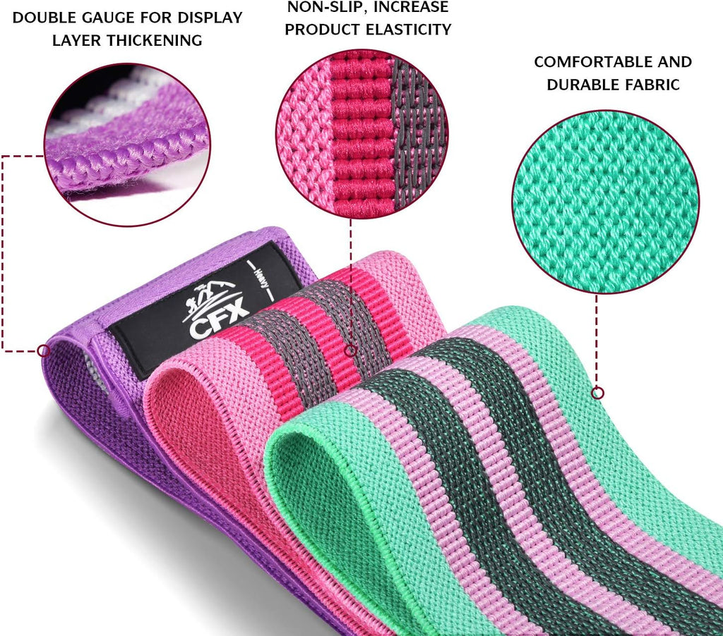 Resistance Bands Set, Exercise Bands with Non-Slip Design for Hips & Glutes, 3 Levels Workout Bands for Women and Men, Booty Bands for Home Fitness, Yoga, Pilates - view 3