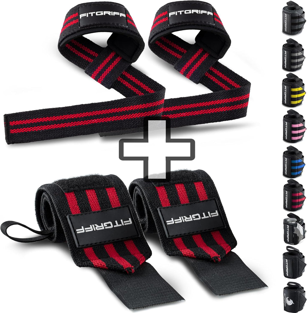 Lifting Straps & Wrist Wraps (Bundle) Superior Support for Weightlifting & Gym Workouts - for Men and Women