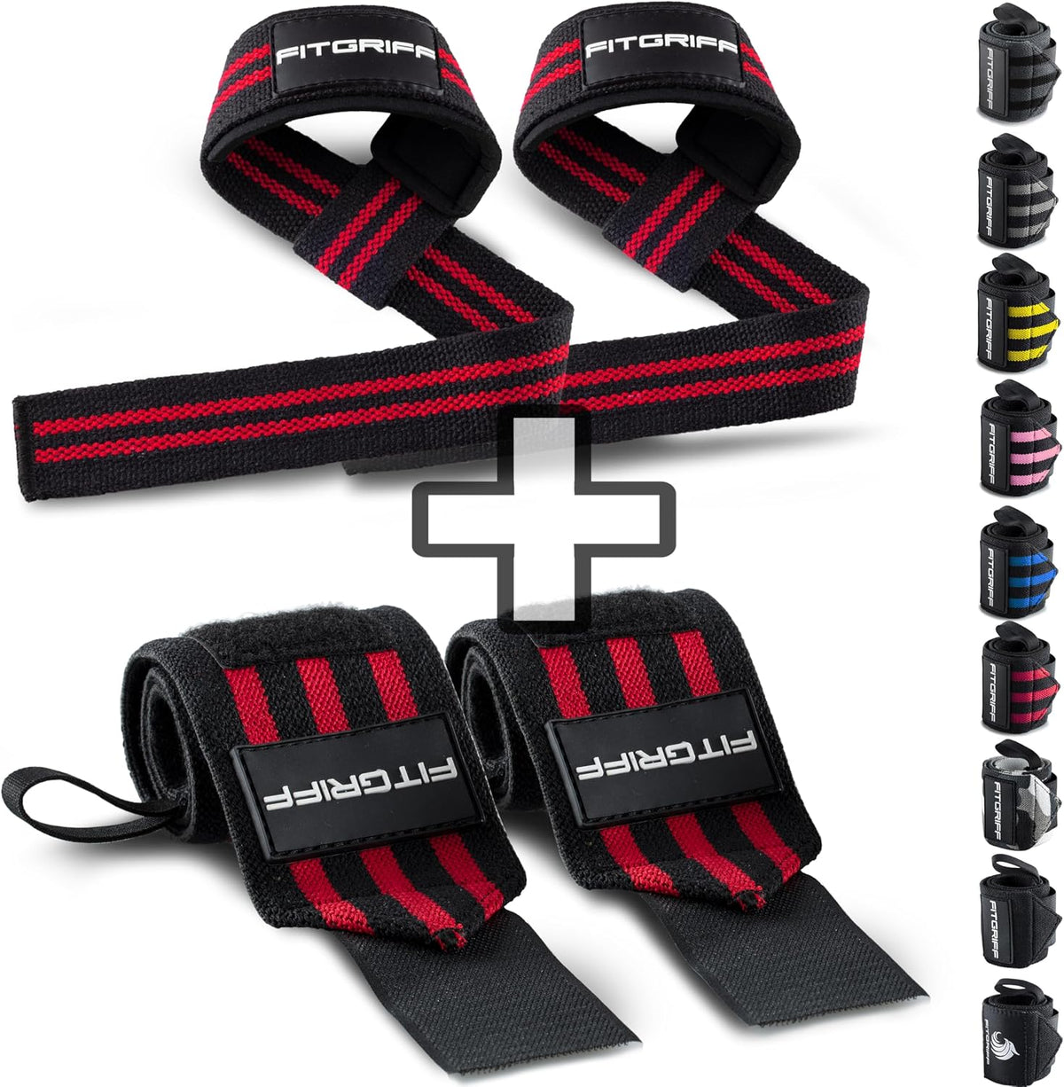 Lifting Straps & Wrist Wraps (Bundle) Superior Support for Weightlifting & Gym Workouts - for Men and Women