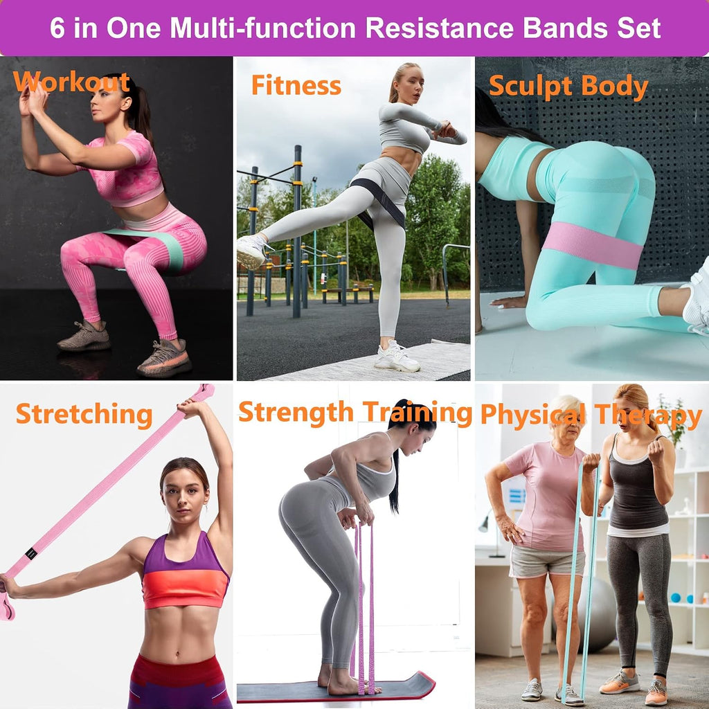Fabric Resistance Bands for Working Out, 3 and 4 Levels Booty Bands Long Resistance Bands for Women and Men | Elastic Bands for Exercise Bands Resistance Workout Bands Resistance - view 2