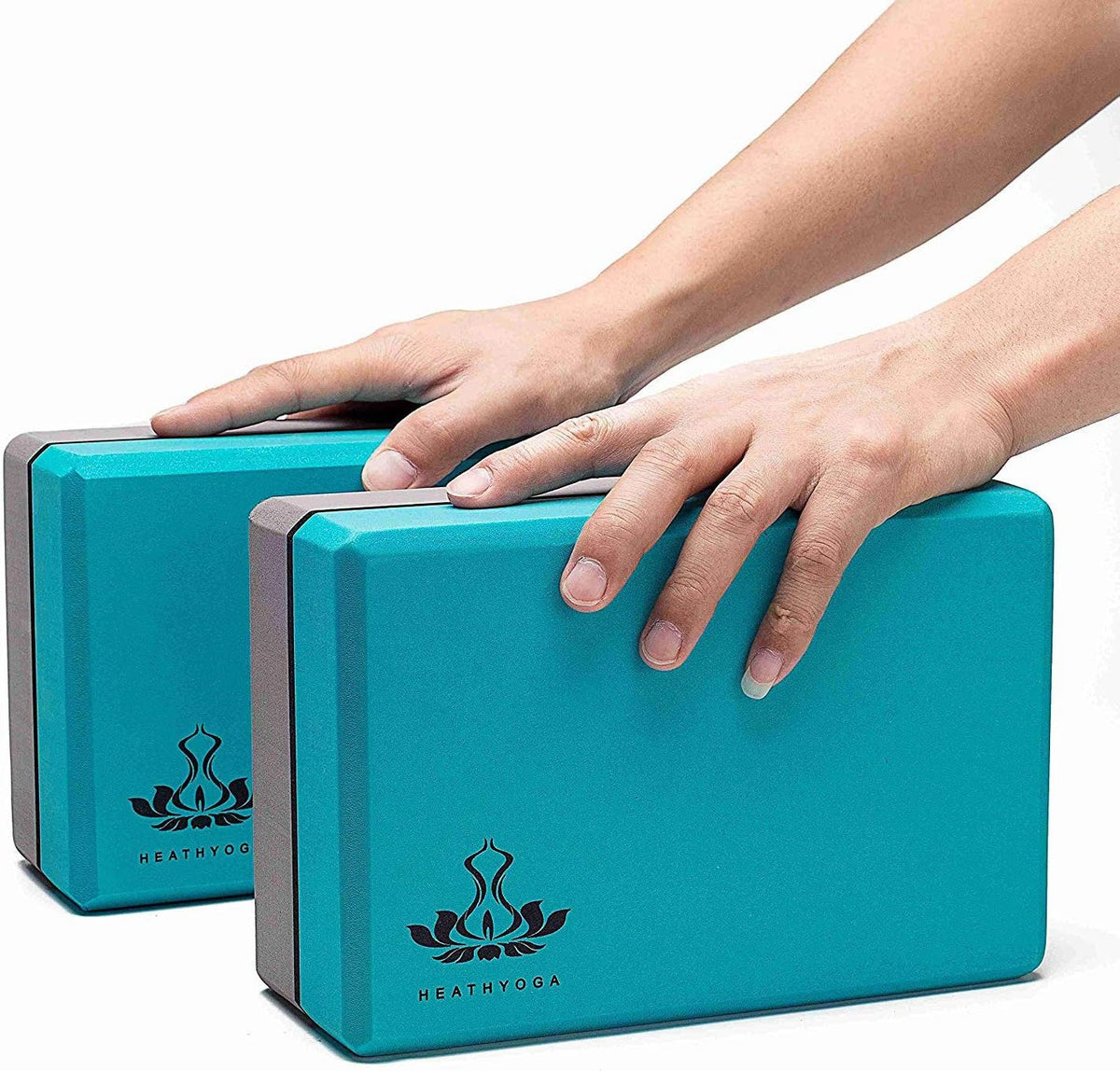 Yoga Blocks 2 Pack with Strap, High Density EVA Foam Yoga Block and Yoga Strap Set to Support and Improve Poses and Flexibility - view 2