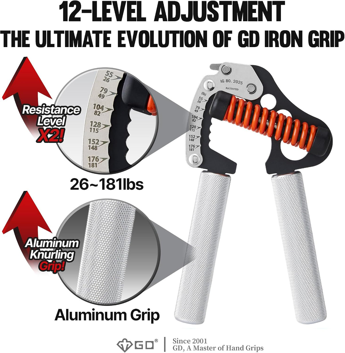 IRON GRIP Grip Strength Trainer Hand Gripper Forearm Strengthener Metal | Silent durable adjustable hand strengthening device, Hand exerciser squeezers, arm wrestling training equipment, grip trainer - view 3
