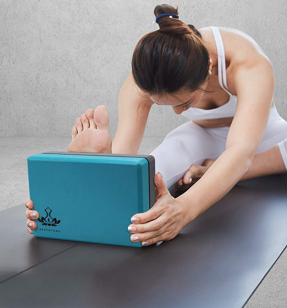 Yoga Blocks 2 Pack with Strap, High Density EVA Foam Yoga Block and Yoga Strap Set to Support and Improve Poses and Flexibility - view 4