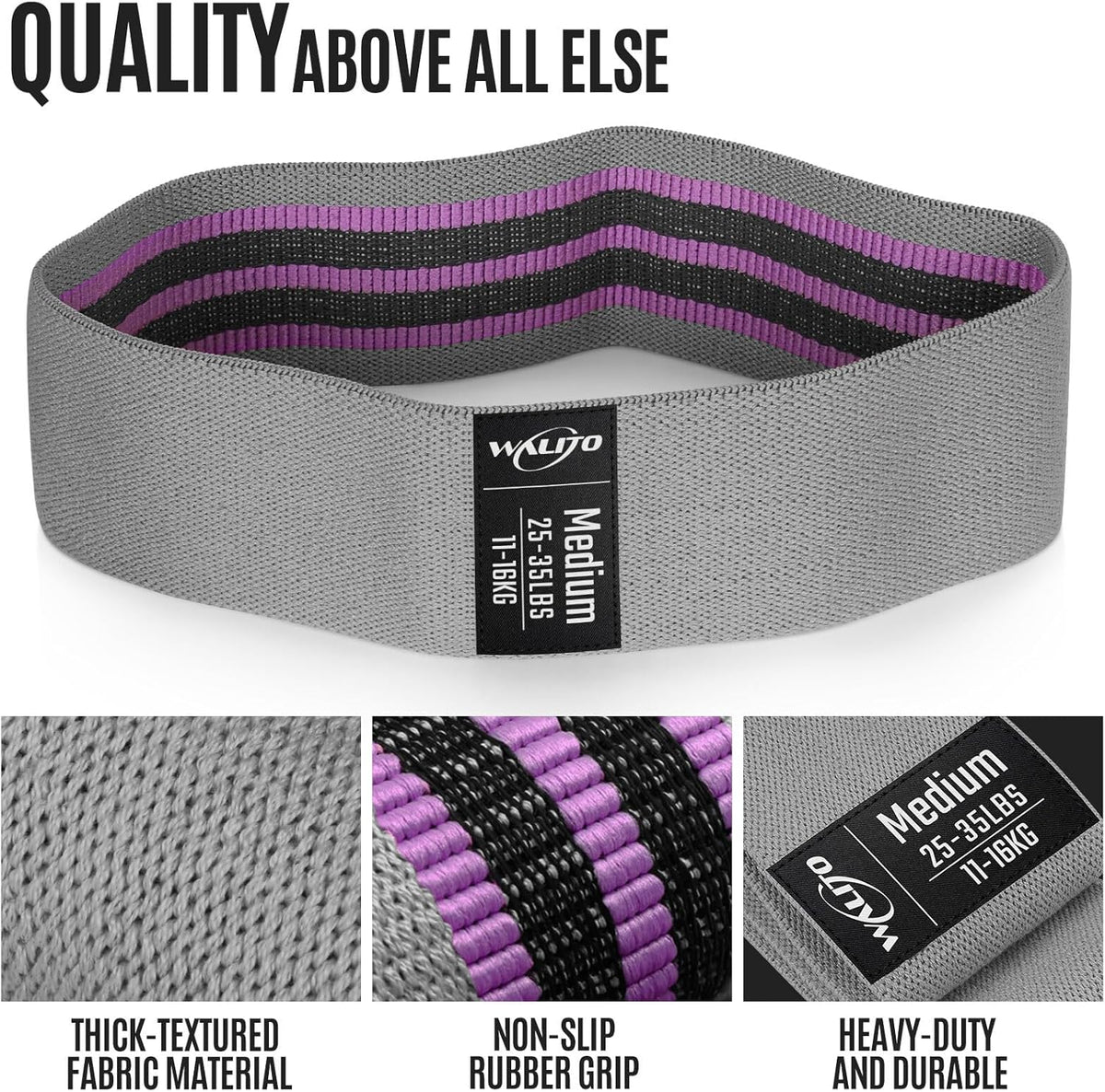 Resistance Bands for Working Out, Fabric Exercise Bands for Legs and Butt, Workout Bands for Women and Men, Booty Band for Yoga Starter Set, Pilates, Rehab, Fitness and Home Workout - view 3