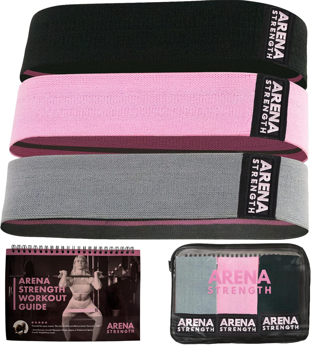 Fabric Booty Bands - Fabric Exercise Bands for Legs and Butt | Fabric Resistance Bands | Hip Resistance Bands with Workout Guide and Carry Case