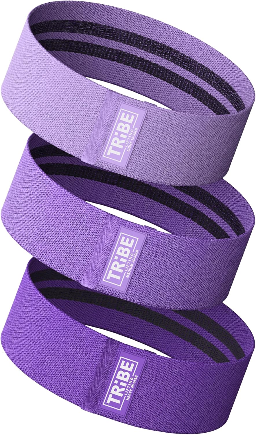 Fabric Resistance Bands for Working Out, 3-Pack for Legs and Glutes | Booty bands for women and men, non-slip grip, 3 resistance levels, for squats, lunges, hip thigh training, glute activation - view 4