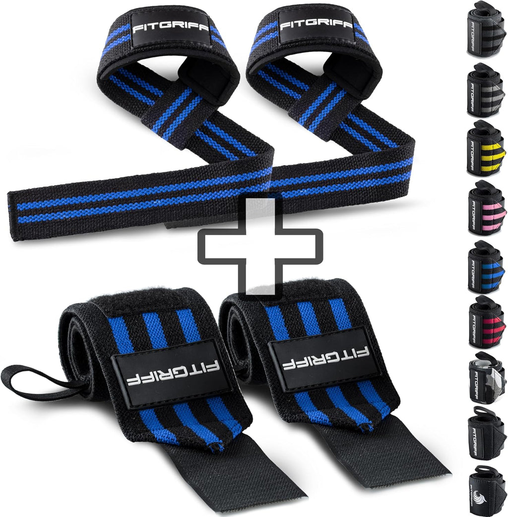 Lifting Straps & Wrist Wraps (Bundle) Superior Support for Weightlifting & Gym Workouts - for Men and Women - view 5