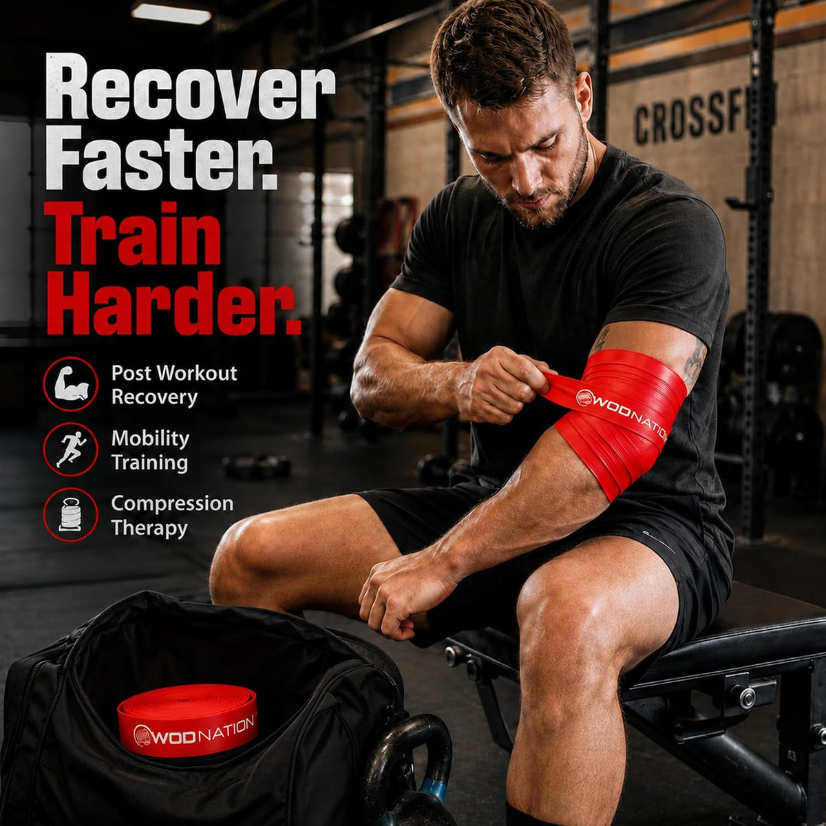 Muscle Floss Bands Recovery Band for Tack and Flossing Sore Muscles and Increasing Mobility : Stretch Band Includes Carrying Case - view 2