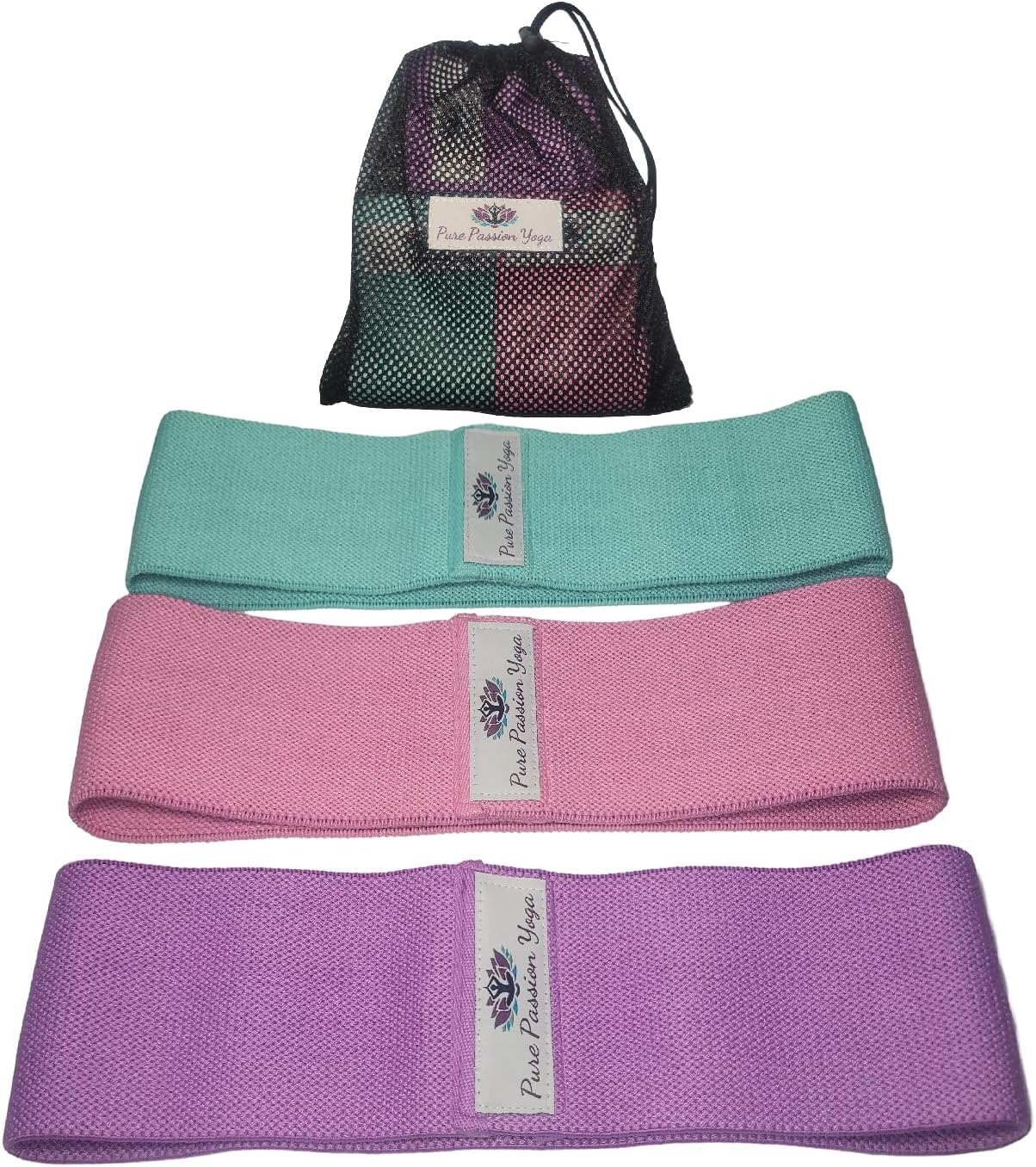 Fabric Resistance Band Set | 3 Tension Bands with Carrying Bag | Fabric Resistance Bands for Hips & Glutes Workouts