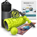 5-in-1 Massage Set, Complete Mobility Kit for Workout Recovery | Deep Tissue Roller for Legs, Spikey Foot Ball, Hamstring Stretch Strap, Quad Roller Stick, Carry Bag