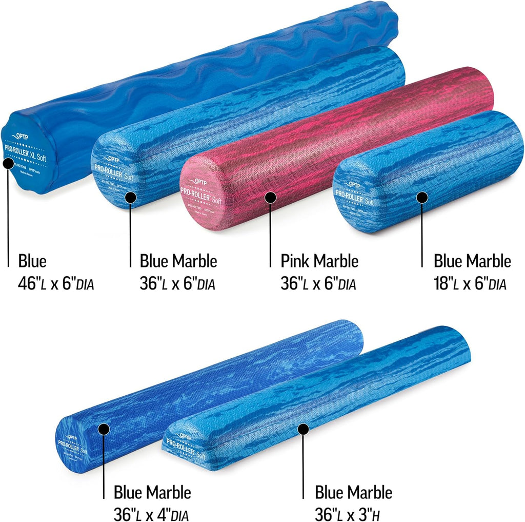 PRO-Roller Soft Density Foam Roller – Round, Blue, 36" x 6" | Soft foam roller for physical therapy, Pilates, yoga foam roll exercises, muscle recovery, blue, 36" x 6" - view 6