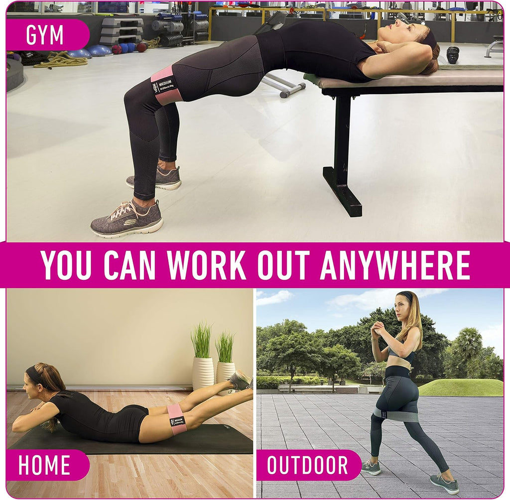 Resistance bands for working out with workout bands guide. 4 booty bands for women men fabric elastic bands for exercise bands resistance bands for legs bands for working out hip thigh glute bands set - view 8