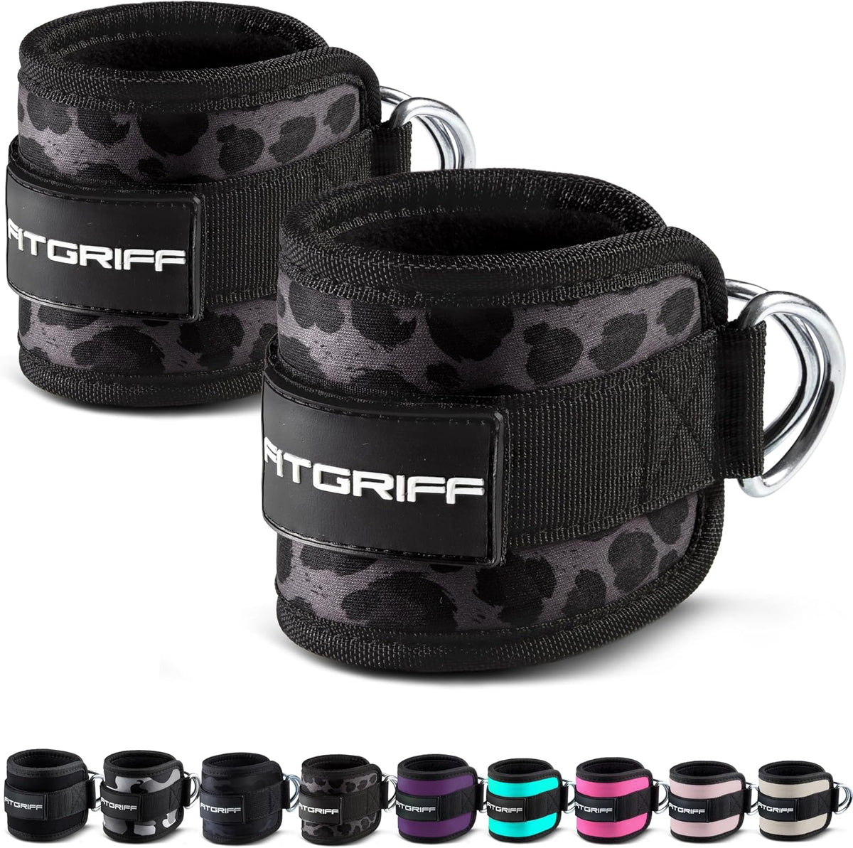 Ankle Straps V1 for Cable Machine (2 Pieces) - Gym Workout Equipment - Leg Pulley Attachment, Kickback Straps