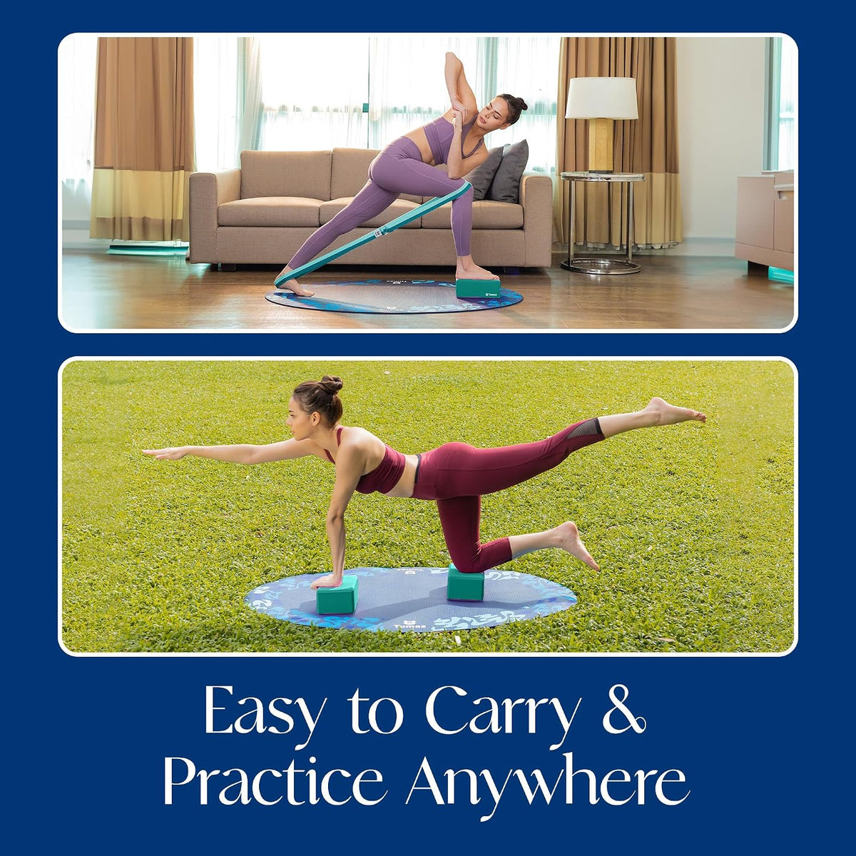 Non-Slip Yoga Blocks，High-Density EVA Foam 2 Pack for Yoga & Pilates | High-Density Support | Lightweight | EVA Foam | Non-Slip Stability | Free Yoga E-Book - view 6