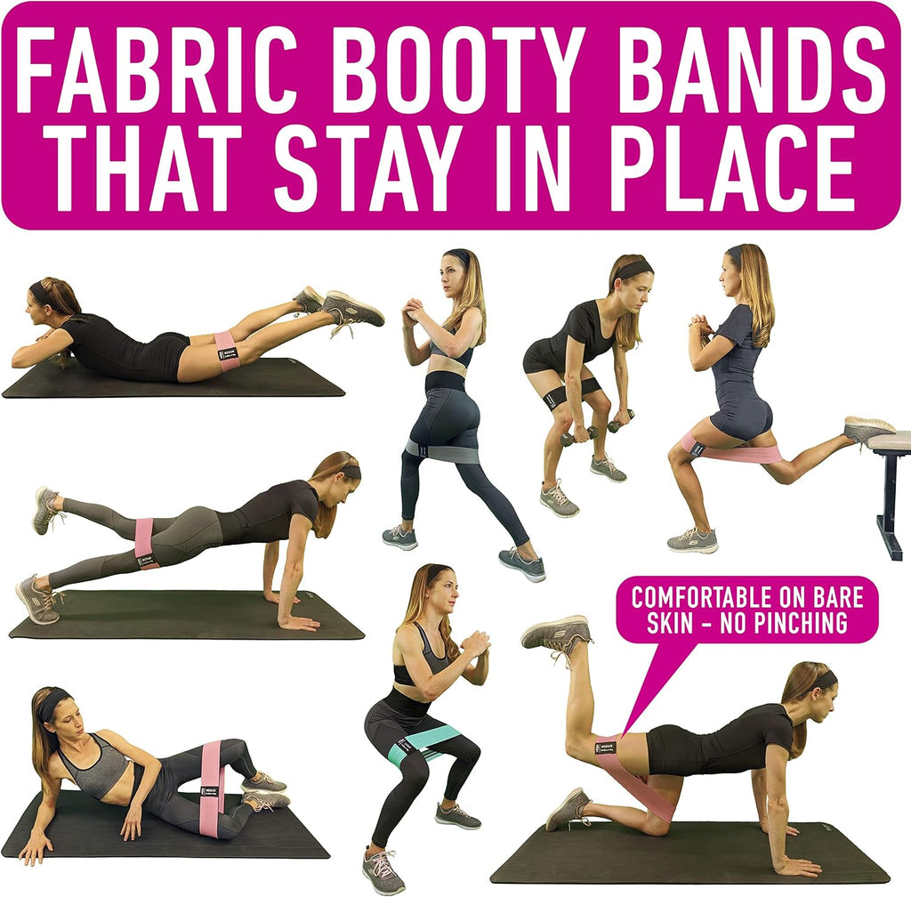 Resistance bands for working out with workout bands guide. 4 booty bands for women men fabric elastic bands for exercise bands resistance bands for legs bands for working out hip thigh glute bands set - view 2