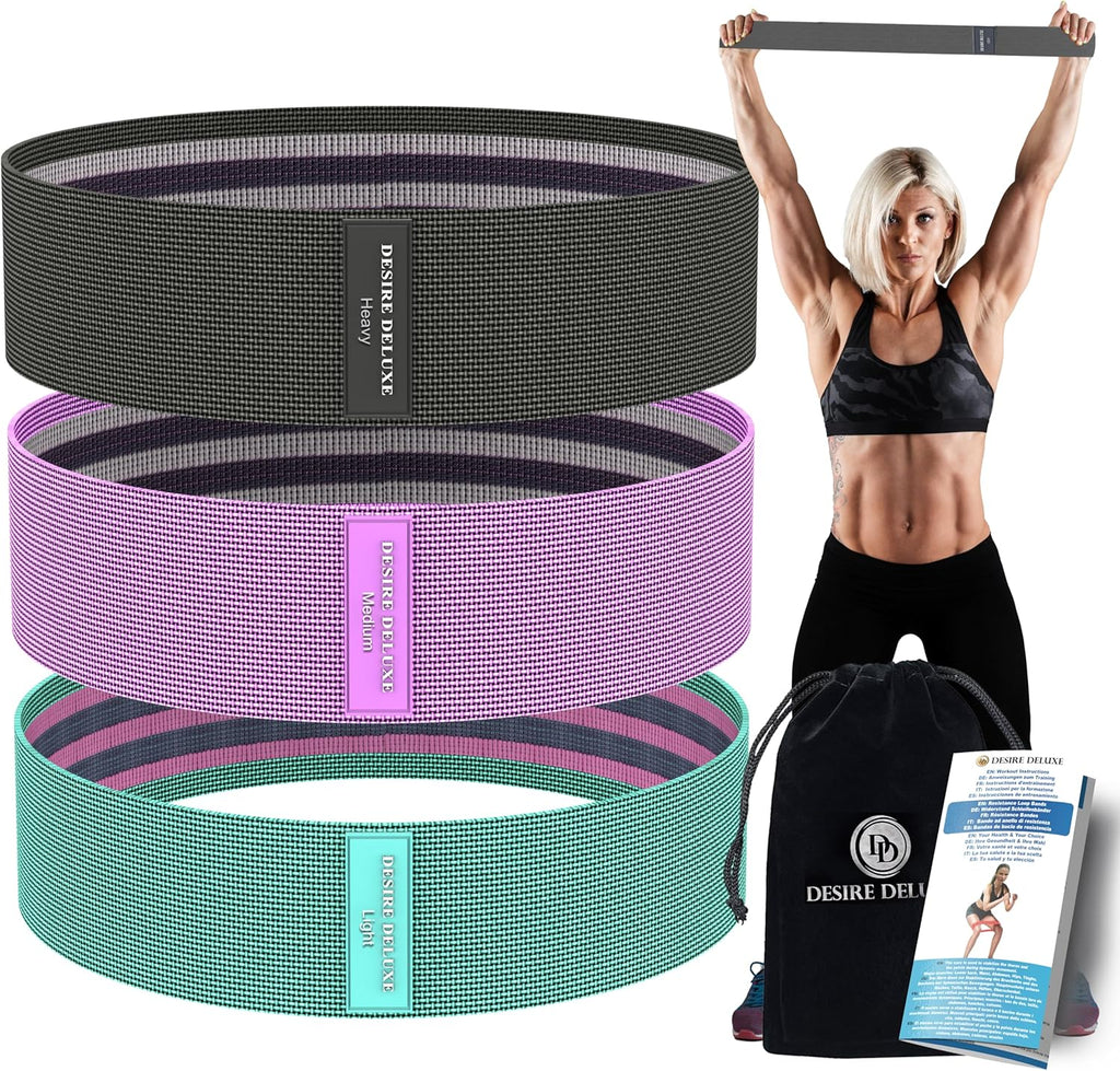Premium Resistance Bands Set – Fabric Stretch Bands for Strength Training, Physical Therapy, Pilates & Yoga, Non-Slip Workout Bands for Men & Women (3 Pack) - view 3