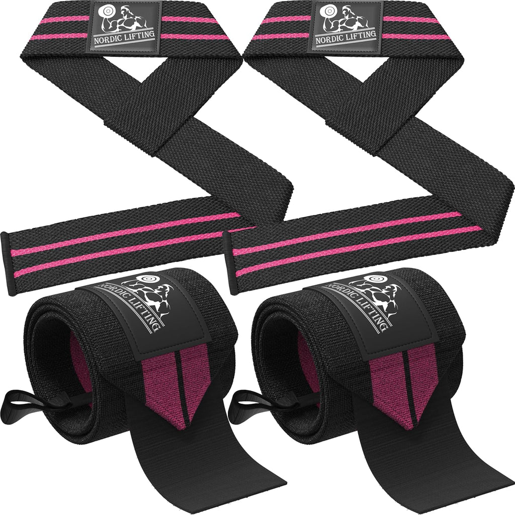 Wrist Wraps + Lifting Straps Bundle (2 Pairs) for Weightlifting, Cross Training, Workout, Gym, Powerlifting, Bodybuilding - Support for Men/Women, Avoid Injury During Weight Lifting - view 8