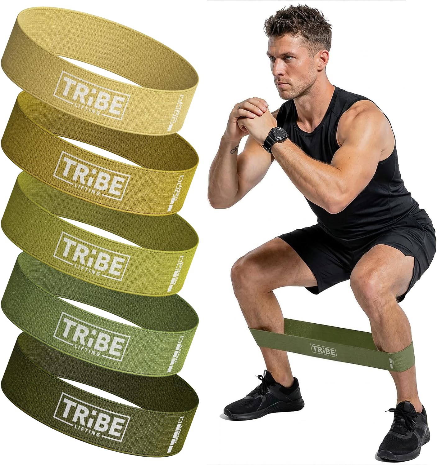 Fabric Resistance Bands for Working Out, 5-Band Set for Legs and Glutes | Booty bands for women and men, 5 resistance levels, for glute activation, hip training, squats, lunges and physical therapy - view 2
