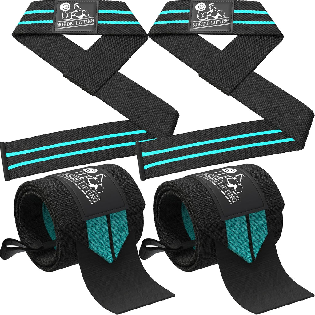 Wrist Wraps + Lifting Straps Bundle (2 Pairs) for Weightlifting, Cross Training, Workout, Gym, Powerlifting, Bodybuilding - Support for Men/Women, Avoid Injury During Weight Lifting - view 7