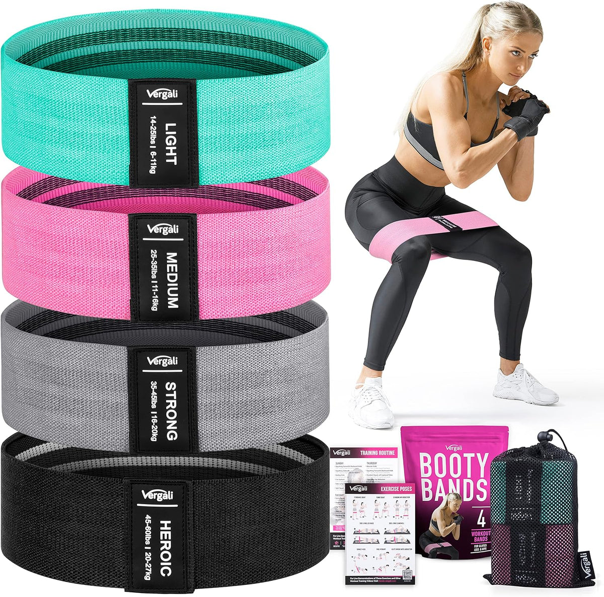 Resistance bands for working out with workout bands guide. 4 booty bands for women men fabric elastic bands for exercise bands resistance bands for legs bands for working out hip thigh glute bands set